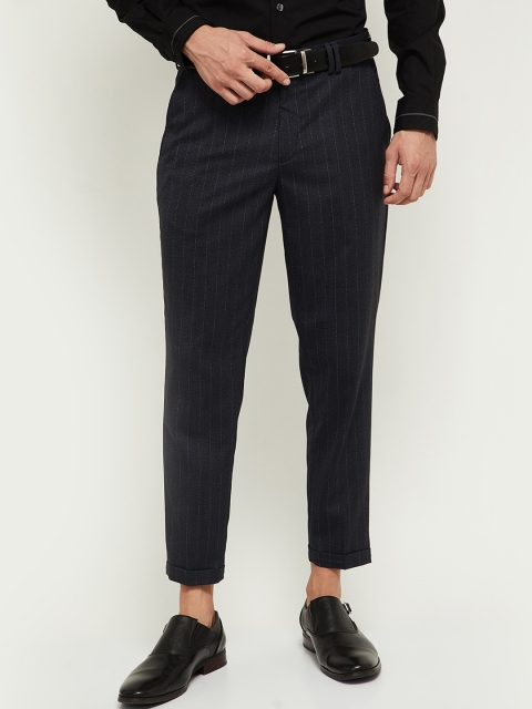 

max Men Blue Striped Trousers