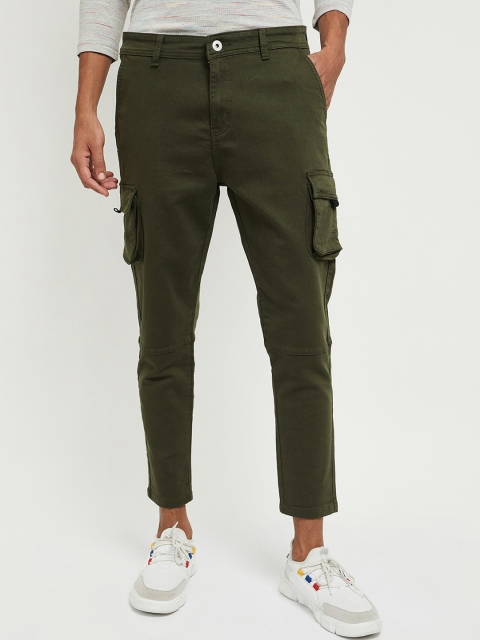 

max Men Olive Green Cargos Trousers