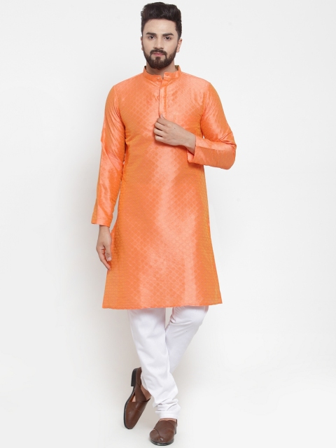 

NEUDIS Men Orange Solid Dupion Silk Kurta