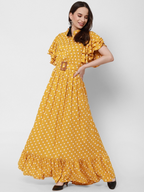 

Twenty3 Women Yellow & White Printed Maxi Dress