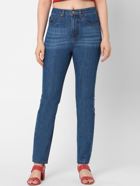 

TARAMA Women Blue Straight Fit High-Rise Light Fade Jeans