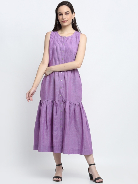 

THE UKKIYO LIFE Purple A-Line Midi Dress