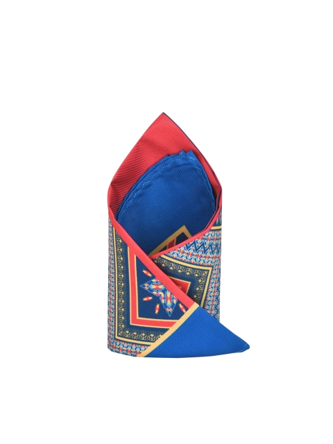

Tossido Men Blue & Red Printed Pure Microfiber Pocket Square