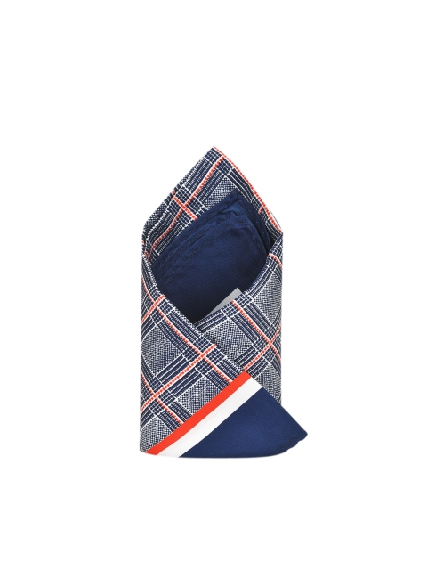 

Tossido Men Navy Blue & Grey Printed Pure Microfibre Pocket Square