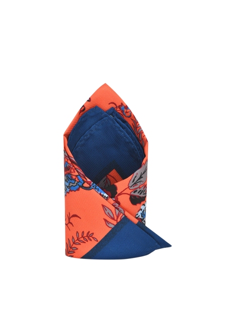 

Tossido Men Orange & Blue Floral Printed Microfibre Pocket Square