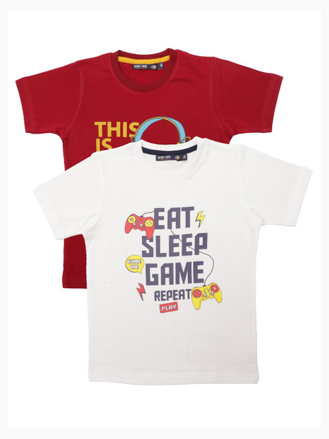 

Pothys Boys Pack of 2 Red and White Typography Printed T-shirts
