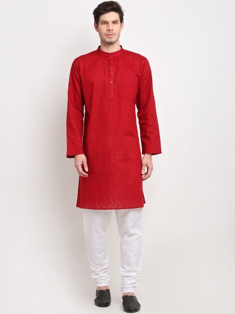 

NEUDIS Men Maroon Thread Work Kurta