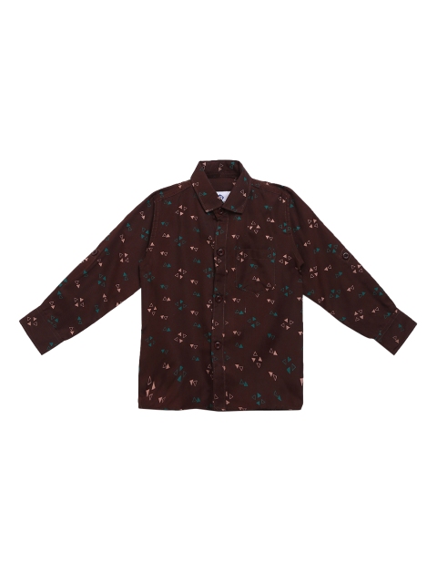 

Kidling Boys Coffee Brown Opaque Printed Casual Shirt
