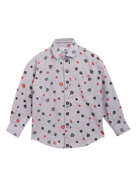 

Kidling Boys Grey Printed Cotton Casual Shirt