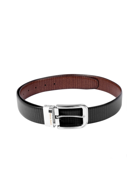 

bacca bucci Men Black & Brown Textured Leather Reversible Formal Belt