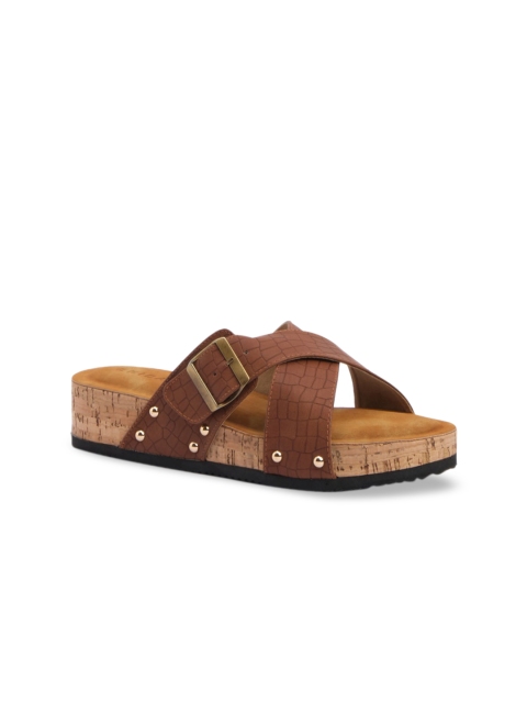 

ERIDANI Brown Comfort Sandals with Buckles