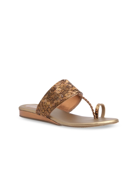 

ERIDANI Women Bronze-Toned Printed One Toe Flats