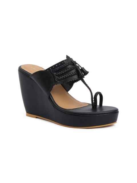 

ERIDANI Black Wedge Sandals