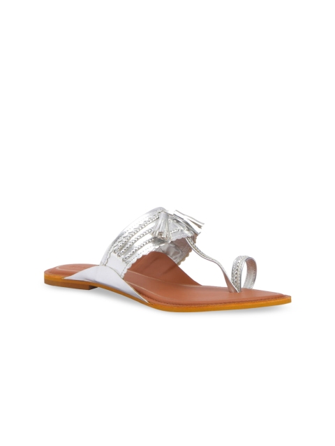 

ERIDANI Women Silver-Toned One Toe Flats
