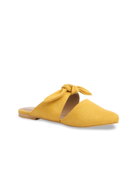 

ERIDANI Women Yellow Mules with Bows Flats