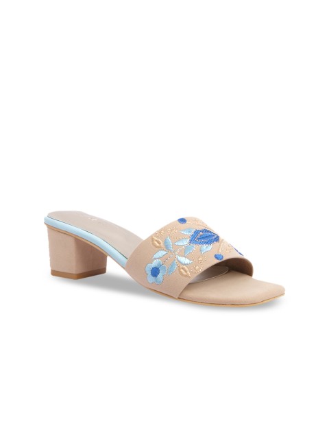

ERIDANI Beige Printed Block Sandals