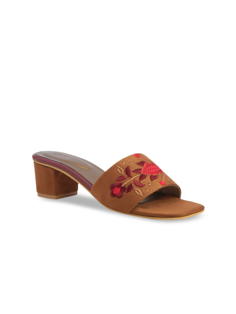 

ERIDANI Brown Printed Block Mules