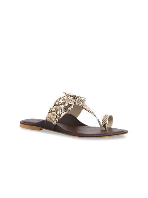 

ERIDANI Women Beige Embellished One Toe Flats
