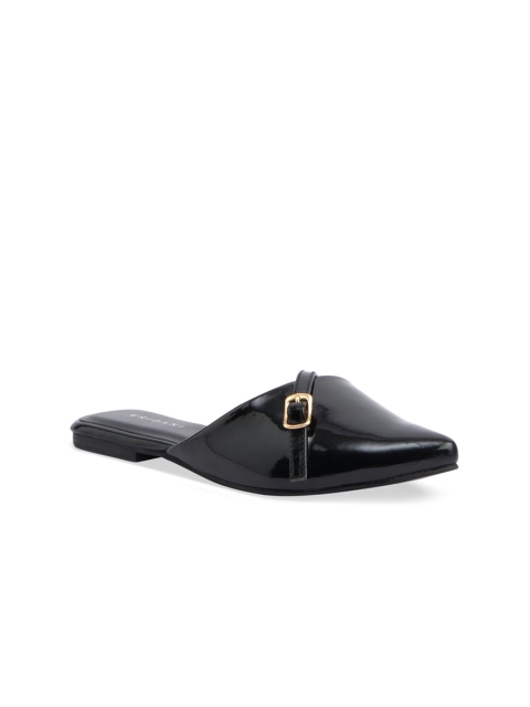 

ERIDANI Women Black Mules with Buckles Flats