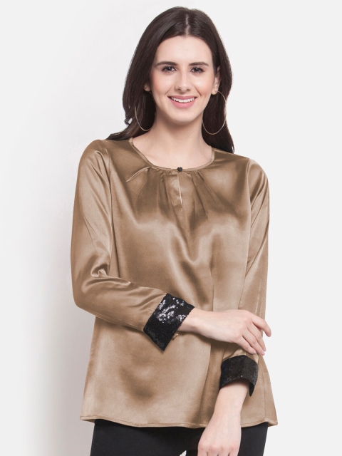 

Martini Gold-Toned Embellished Satin Regular Top