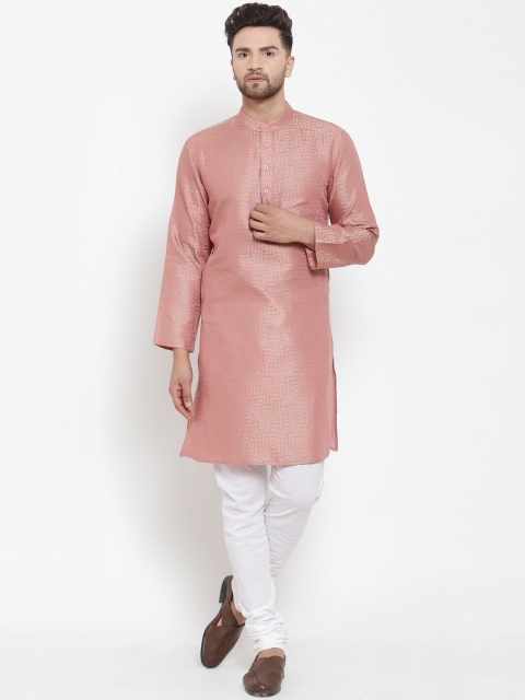 

NEUDIS Men Peach-Coloured Cotton Silk Straight Kurta