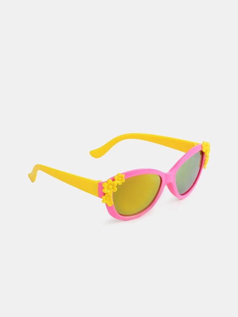 

DukieKooky Girls Mirrored Lens & Yellow Wayfarer Sunglasses with UV Protected Lens 900370, Grey