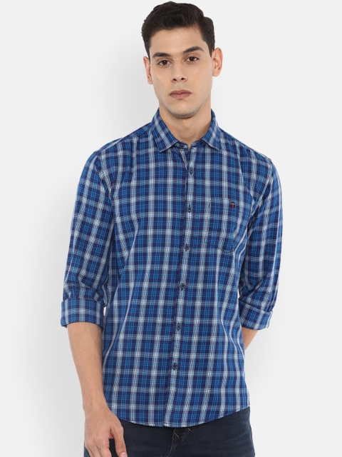 

Louis Philippe Jeans Men Blue Slim Fit Checked Pure Cotton Casual Shirt
