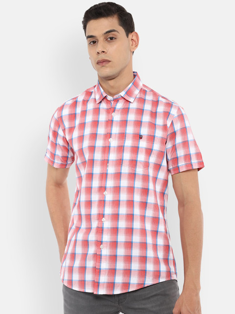

Louis Philippe Jeans Men Red Slim Fit Checked Pure Cotton Casual Shirt