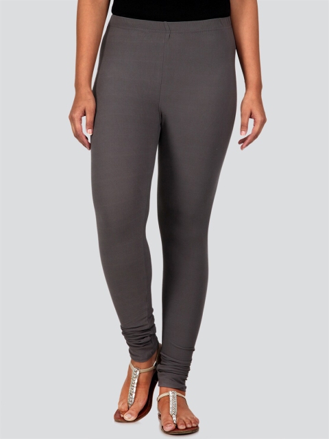 

PinkLoom Women Grey Solid Churidar-Length Leggings