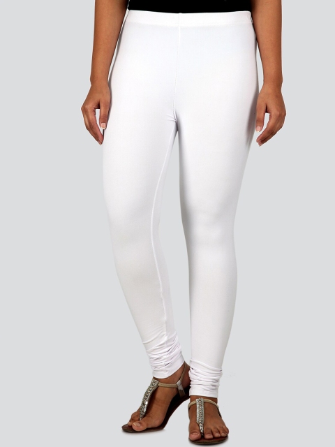

PinkLoom Women White Solid Churidar-Length Leggings