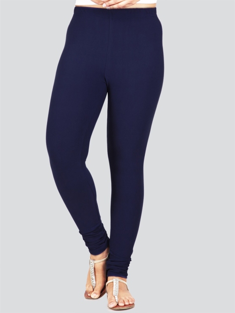 

PinkLoom Women Navy Blue Solid Churidar-Length Leggings