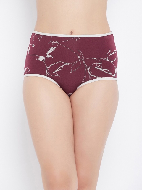 

Clovia Women Maroon & White Floral Printed Cotton Hipster Briefs