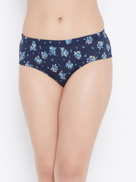 

Clovia Women Navy Blue & Yellow Printed Cotton Hipster Briefs PN2855K08S