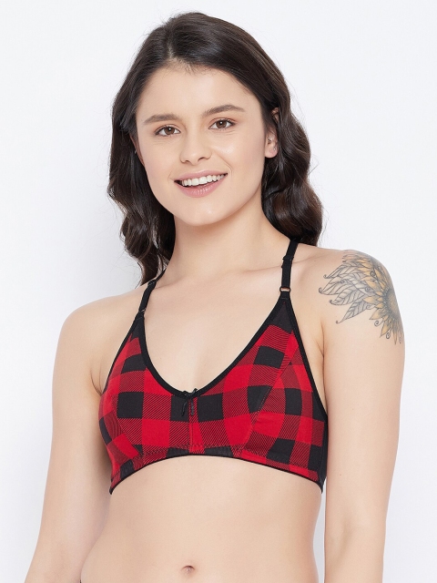 

Clovia Red & Black Printed Non-Wired Full Coverage Everyday Bra