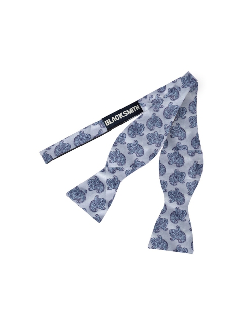 

Blacksmith Men Blue & Grey Printed Bow Tie