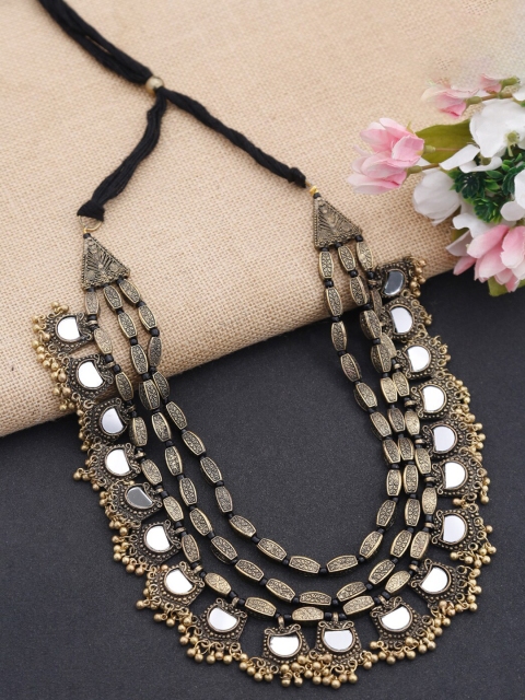 

NEUDIS Women Silver Ethnic Silver Toned Layered Necklace