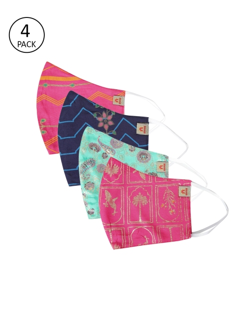

Anouk Unisex Pack of 4 Printed 3-Ply Pure Cotton Reusable Protective Outdoor Masks, Pink