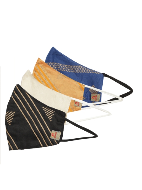 

Anouk Unisex Pack of 4 Printed Cotton 2-Ply Reusable Cloth Masks, Black