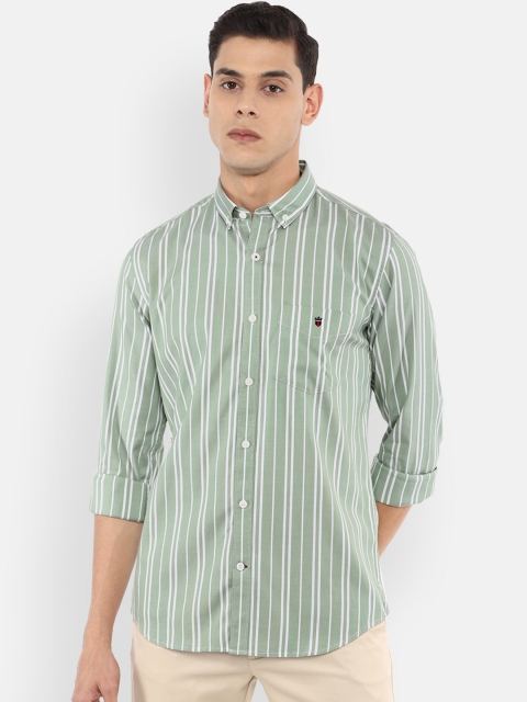 

Louis Philippe Sport Men Green Slim Fit Opaque Vertical Striped Casual Shirt