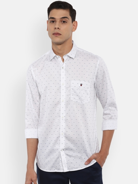 

Louis Philippe Sport Men White Slim Fit Opaque Micro Ditsy Printed Cotton Casual Shirt
