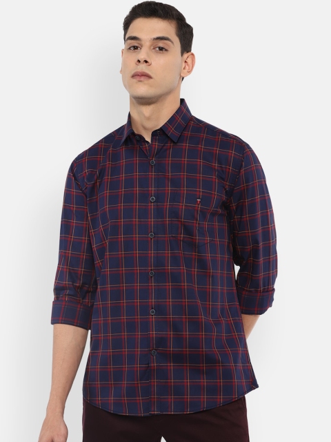 

Louis Philippe Sport Men Navy Blue Slim Fit Pure Cotton Checked Casual Shirt