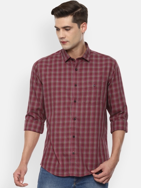 

Louis Philippe Sport Men Maroon Slim Fit Tartan Checks Pure Cotton Checked Casual Shirt