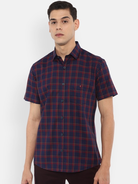 

Louis Philippe Sport Men Navy Blue Slim Fit Pure Cotton Checked Casual Shirt