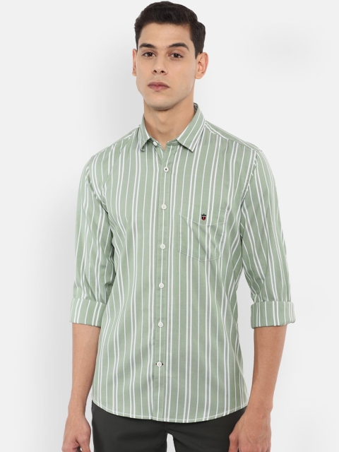 

Louis Philippe Sport Men Green Slim Fit Pure Cotton Striped Casual Shirt