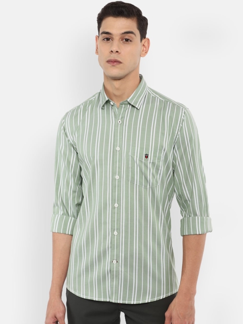 

Louis Philippe Sport Men Green Slim Fit Pure Cotton Striped Casual Shirt