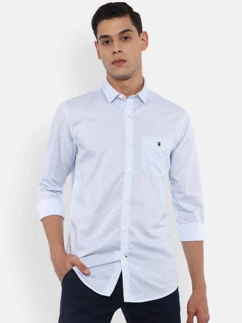 

Louis Philippe Sport Men Blue Slim Fit Horizontal Stripes Pure Cotton Printed Casual Shirt
