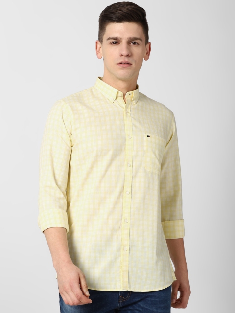 

Peter England Casuals Men Yellow Slim Fit Opaque Checked Pure Cotton Casual Shirt