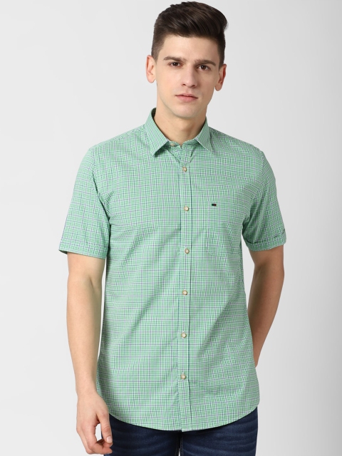 

Peter England Casuals Men Green Slim Fit Opaque Checked Pure Cotton Casual Shirt
