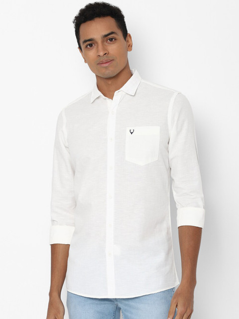 

Solly Jeans Co Men White Custom Opaque Cotton Linen Casual Shirt
