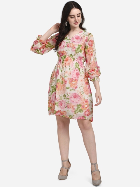 

Fbella Multicoloured Floral Chiffon Dress, Multi